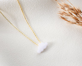 Opal Cloud Necklace Ð Minimalist Sterling Silver/Gold, Fire Opal Pendant, Dainty Celestial Jewelry, Dreamy Gift for Women & Dreamers