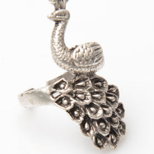 Elegant Antique Silver Peacock Ring, Symbolic Feminine Jewelry