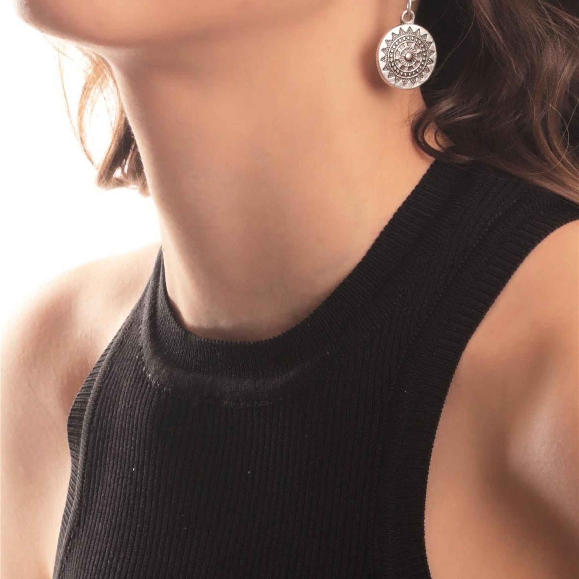 Elegant Antique Silver-Plated Bohemian Ethnic Stud Earrings for Women