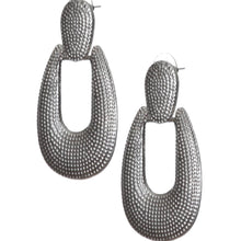 Elegant Antique Silver-Plated Studded Drop Earrings with Unique Print Design
