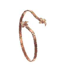 Elegant Handcrafted Copper Upper Arm Cuff with Twisted Floral Design, Adjustable