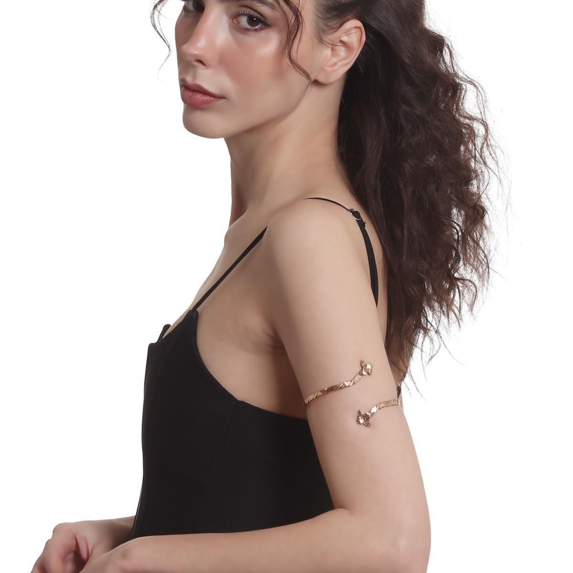 Elegant Handcrafted Copper Upper Arm Cuff with Twisted Floral Design, Adjustable