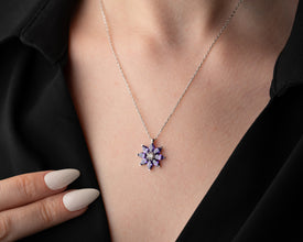 Elegant botanical-inspired amethyst necklace, an ideal February birthstone gift.