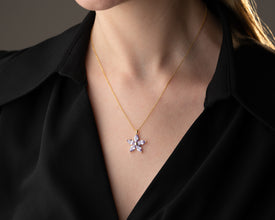 Elegant lilac petal charm necklace, a romantic and meaningful gift for her.