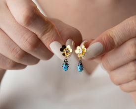 Back view of Blue Ladybug Earrings with secure clasp