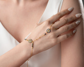 Cultural gift set pairing bracelet with hamsa necklace