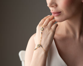 Sacred packaging: blue velvet pouch with handwritten note