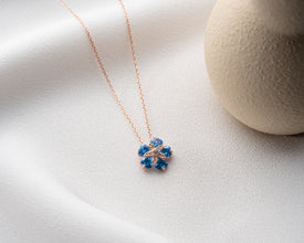 Forget-me-not flower necklace with symbolic meaning