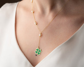 Front view of sterling silver fortune protection necklace