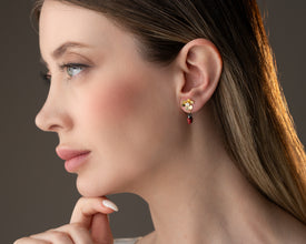 Whimsical ladybug stud earrings, lucky charm jewelry gift