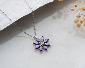 A beautiful and delicate amethyst birthstone necklace for February birthdays.