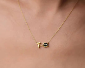 noir-floral-pendant-botanical-jewelry