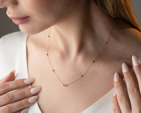 Dainty minimalist hematite bead necklace for layering