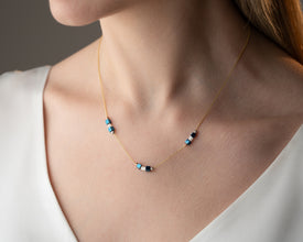 Sterling silver clasp and hematite detail on bar necklace