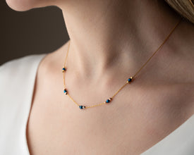 Minimalist Hematite Bar Necklace Ð Handmade Geometric Beaded Jewelry in Sterling Silver, Grounding Stone Necklace for Women