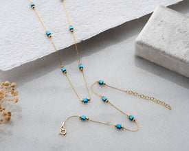 Side angle of celestial necklace showing bead spacing