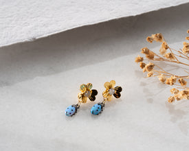 Hypoallergenic sterling silver Blue Ladybug Earrings