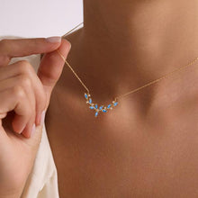 Aquamarine Marquise Vine Gold-Plated 925 Sterling Silver Necklace