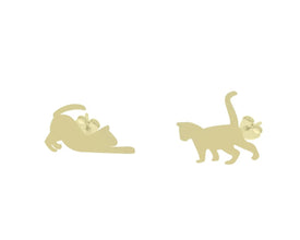 Delicate and minimalist cat stud earrings for a stylish look.