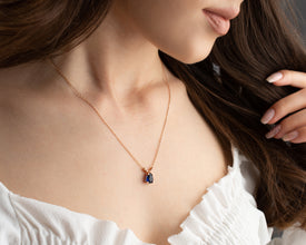Sterling silver sapphire necklace, hypoallergenic and nickel-free.