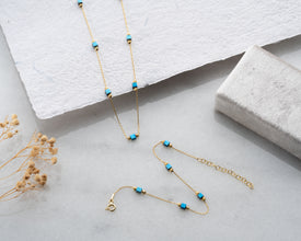 Glowing hematite jewelry with natural light reflection