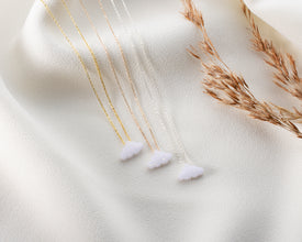 Opal Cloud Necklace Ð Minimalist Sterling Silver/Gold, Fire Opal Pendant, Dainty Celestial Jewelry, Dreamy Gift for Women & Dreamers