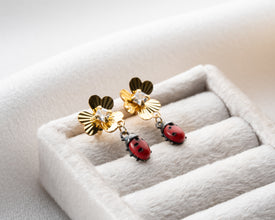Dainty ladybug earrings for everyday wear or gifting