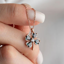 “Mystic Topaz Luck” Four-Leaf Clover Necklace – 925 Sterling Silver