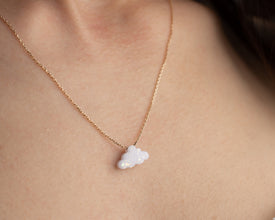 Opal Cloud Necklace Ð Minimalist Sterling Silver/Gold, Fire Opal Pendant, Dainty Celestial Jewelry, Dreamy Gift for Women & Dreamers