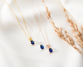 Sapphire gemstone necklace, a perfect layering piece for a modern look.
