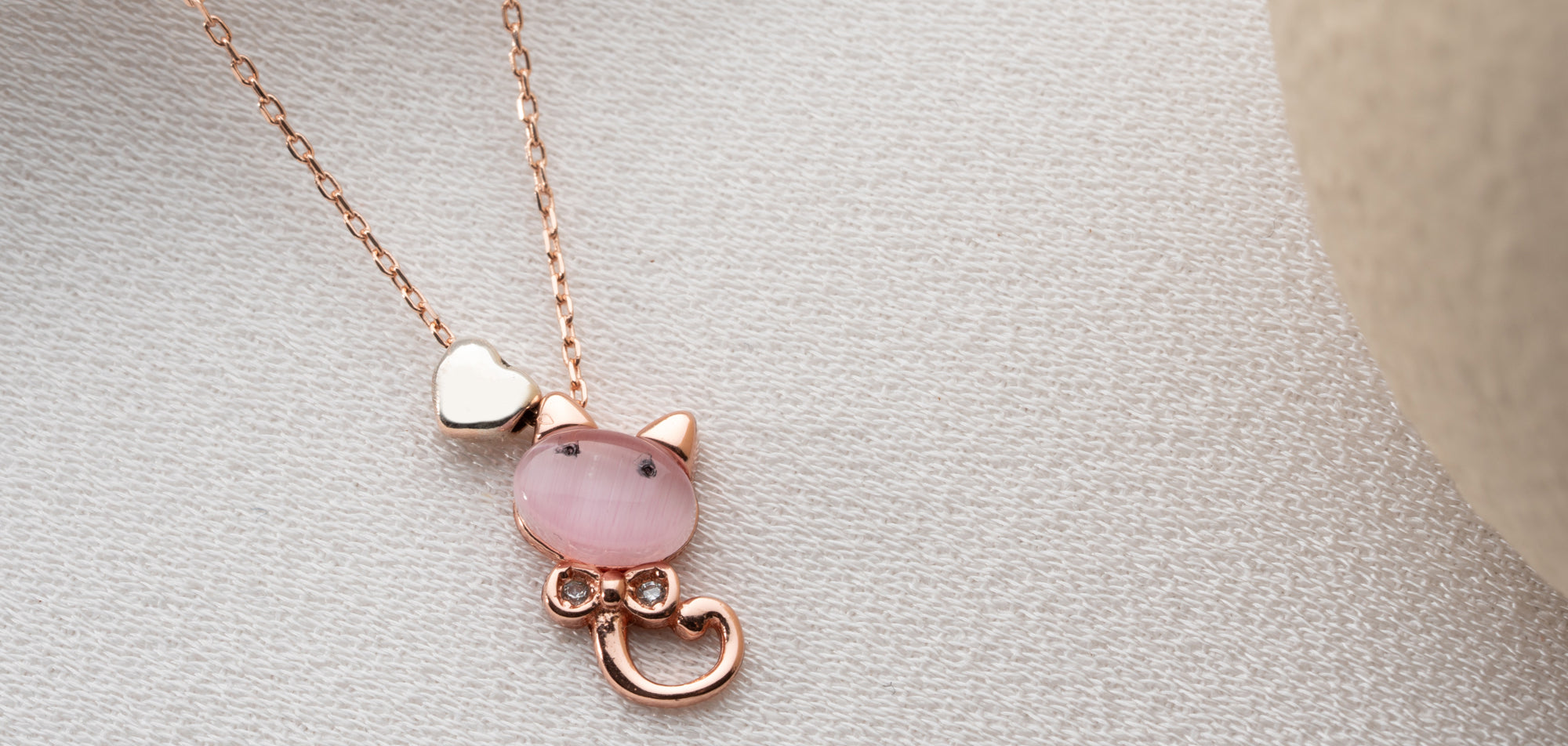 Sterling silver heart necklace with pink cat whiskers design, a whimsical and minimalist charm pendant perfect for pet lovers and cat-loving women.