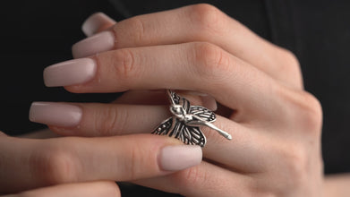 Silver Renaissance Angel Wings Ring ¥ Lucifer Adjustable Silver Ring