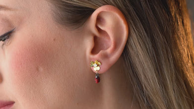 Handmade ladybug earrings, nature-inspired sterling silver jewelry