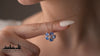 Blue gemstone floral pendant necklace close-up