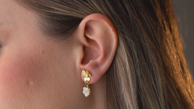 Unboxing moment: luxury flower earrings in velvet gift case