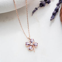 “Midnight Luck” Purple-Stone Four-Leaf Clover Necklace – 925 Sterling Silver