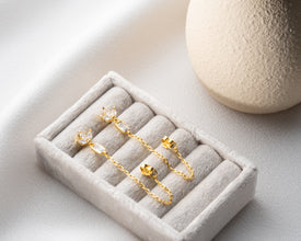 Meditation altar styling with crystal earrings and selenite wand