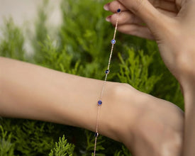 Elegant September birthstone bracelet featuring natural blue sapphire beads for a sophisticated look.
