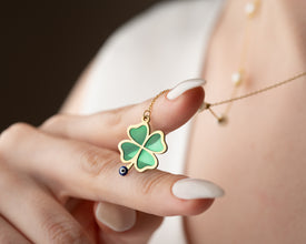 Minimalist luck necklace styled with casual outfit