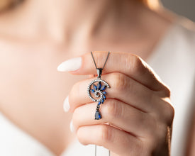 Handwritten moon phase card with sapphire correspondences