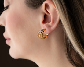 WFH glam: gold hoops elevating a Zoom call outfit