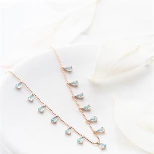 Sterling Silver Aqua Drop Necklace for Women