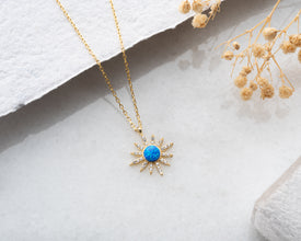  Close-up of a celestial-themed silver moon and star pendant necklace, symbolizing cosmic beauty.