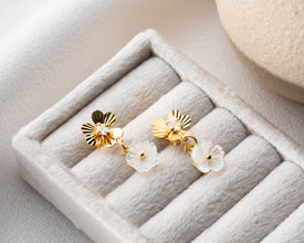 Mother-Daughter duo wearing matching floral earrings