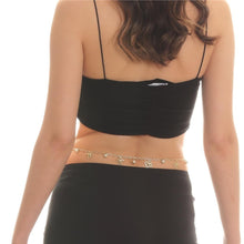 Adjustable Gold-Colored Lacquered Top Pearl & Daisy Charm Belt Chain