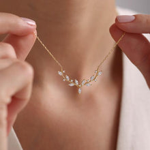 Rose Gold-Plated 925 Sterling Silver Marquise Stone Ivy Vine Necklace