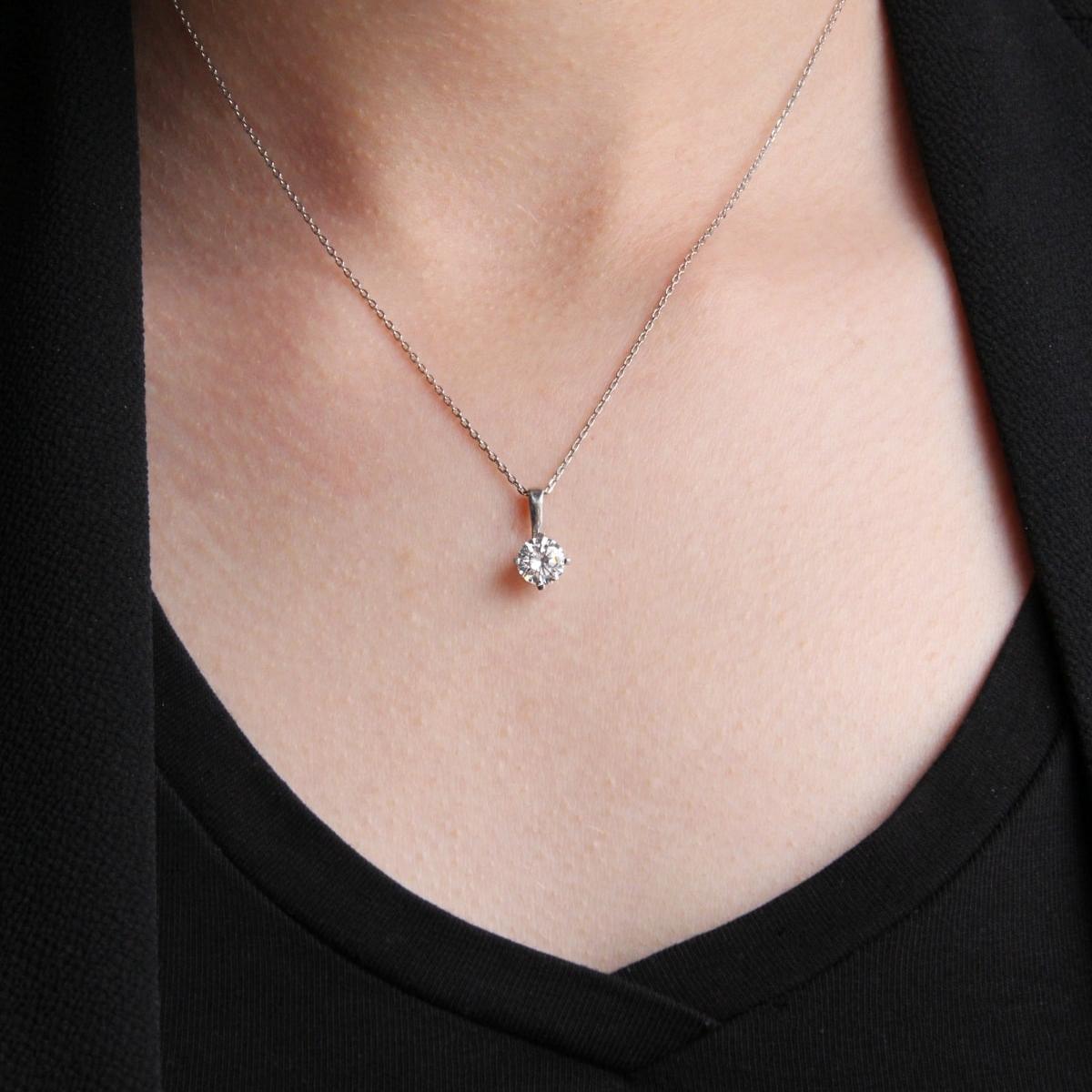 Solitaire Diamond Pendant Necklace • Diamond Solitaire Necklace - Trending Silver Gifts