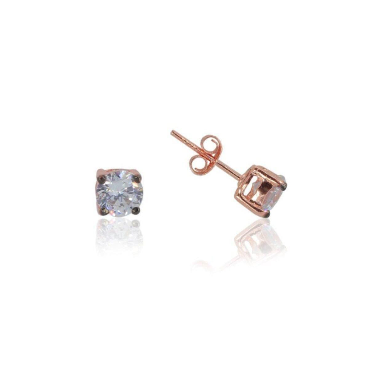 Rose Gold Diamond Solitaire Earrings • Rose Gold Stud Earrings Set - Trending Silver Gifts