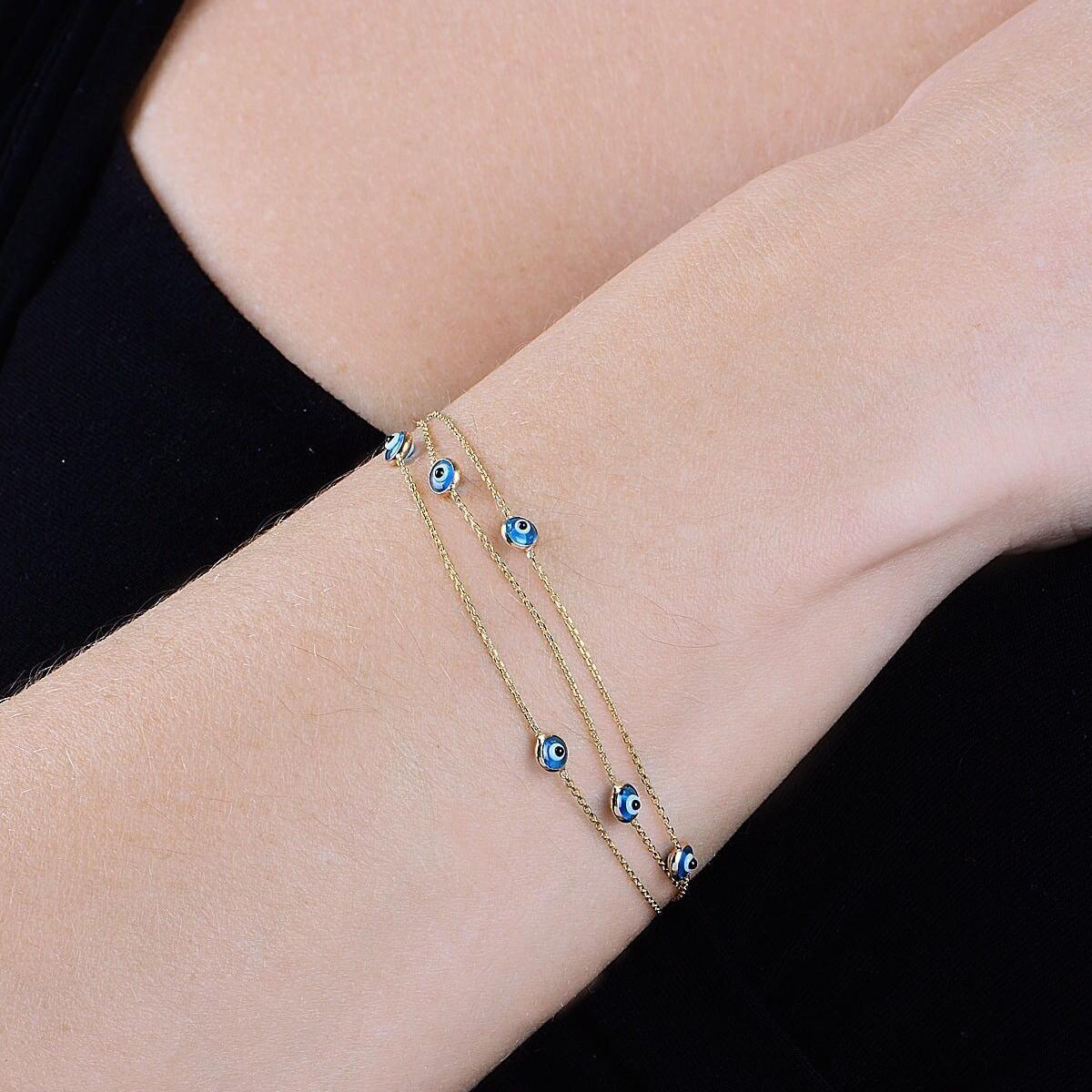 Blue Evil Eye Bracelet • Protection Bracelet From Evil • Gift For Her - Trending Silver Gifts