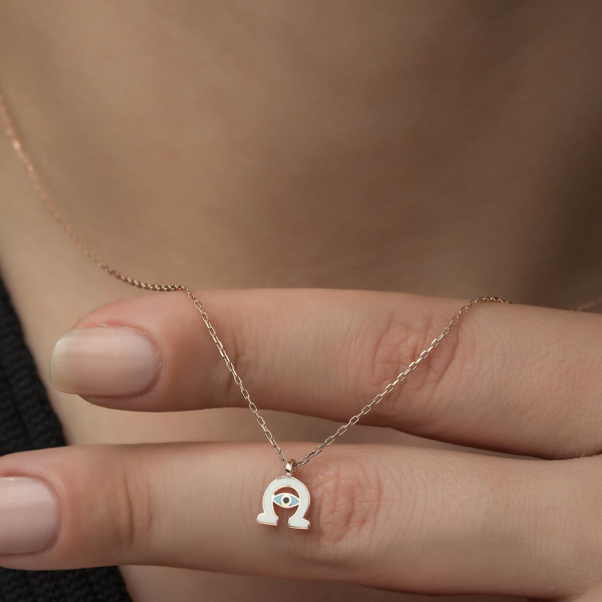 Horseshoe Diamond Necklace • Evil Eye Necklace • Eye Of Horus Necklace - Trending Silver Gifts